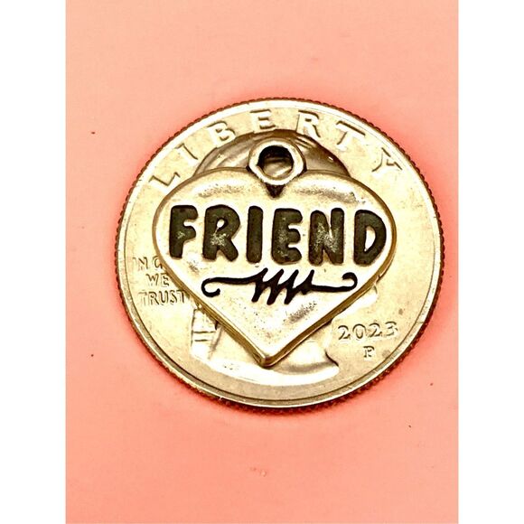 .925 Heart Friend Sterling Silver Jewelry Charm #love - Picture 3 of 3